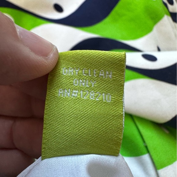 Elizabeth McKay Green White and Navy Printed Cotton Mini Skirt Sz 2 - Picture 9 of 9